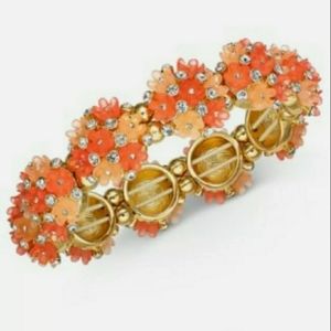 Gold Tone Multi Flower Stretch Bracelet